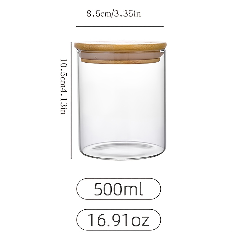 Transparent Glass Storage Jar With Airtight Lid, 16.91oz/20.29oz/27.05oz, 1pc Food Storage Container Spice Jar For Spices, Salt, Sugar, Coffee Beans, , Candies, And Cereal Pasta