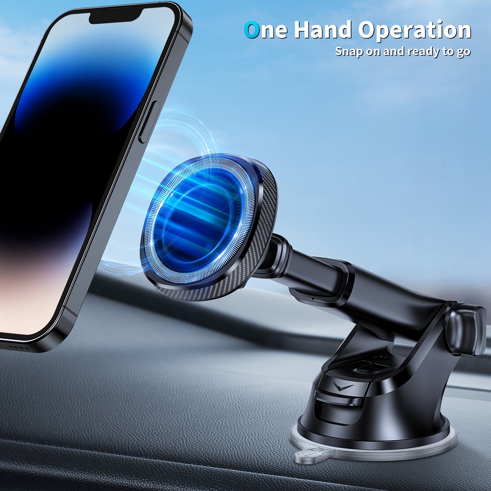 

Dashboard Strong Magnetic Phone Holder For Car, Bumpy Roads Friendly Industrial-strength Suction Cup Car Phone Holder Mount