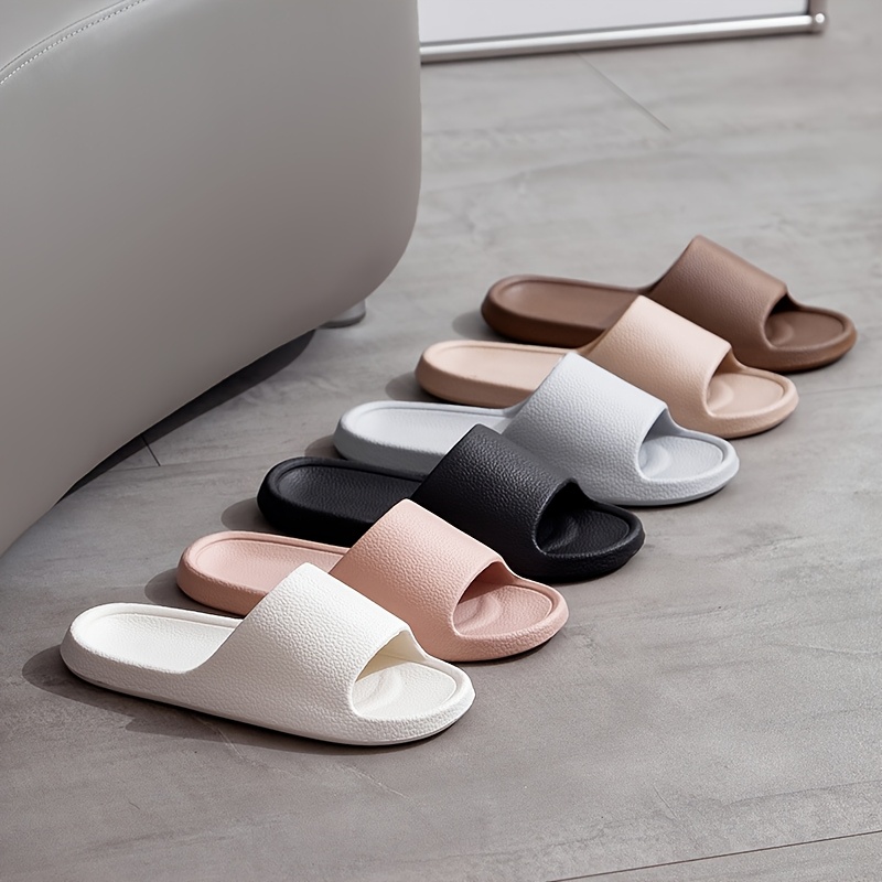 Women'S Thick Sole Non-Slip EVA Slippers, Minimalist Solid Color Slip-On Slides, Casual Indoor Outdoor Beach Bathroom All-Season Footwear, Hand Washable EVA Material