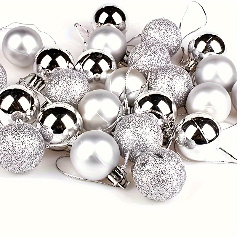 

24pcs Silvery Christmas Ornaments - 3cm Shatterproof Plastic Baubles For , Holiday Decorations