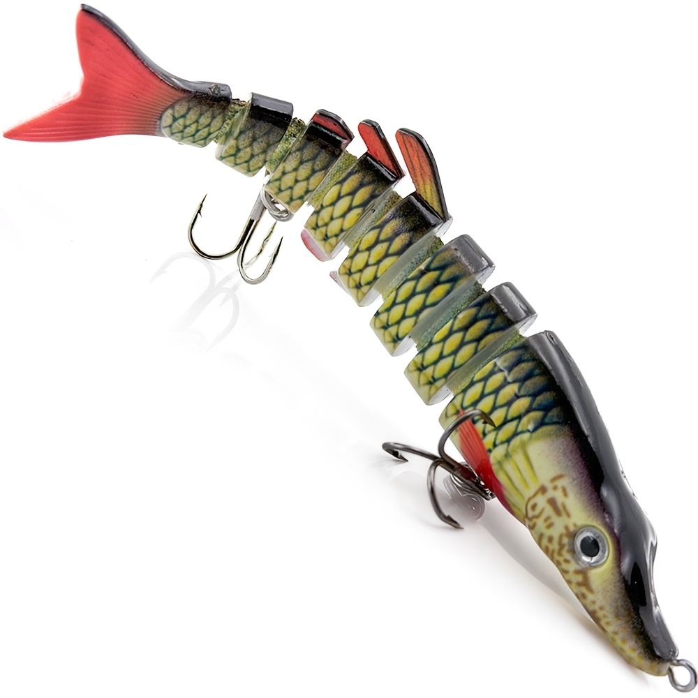 TEMU 1pc Multi-jointed Swimbait Fishing Lure, Slow Sinking Life-like Swimming Bait For & Pike, Durable Abs Segmented Hard Bait For Saltwater &