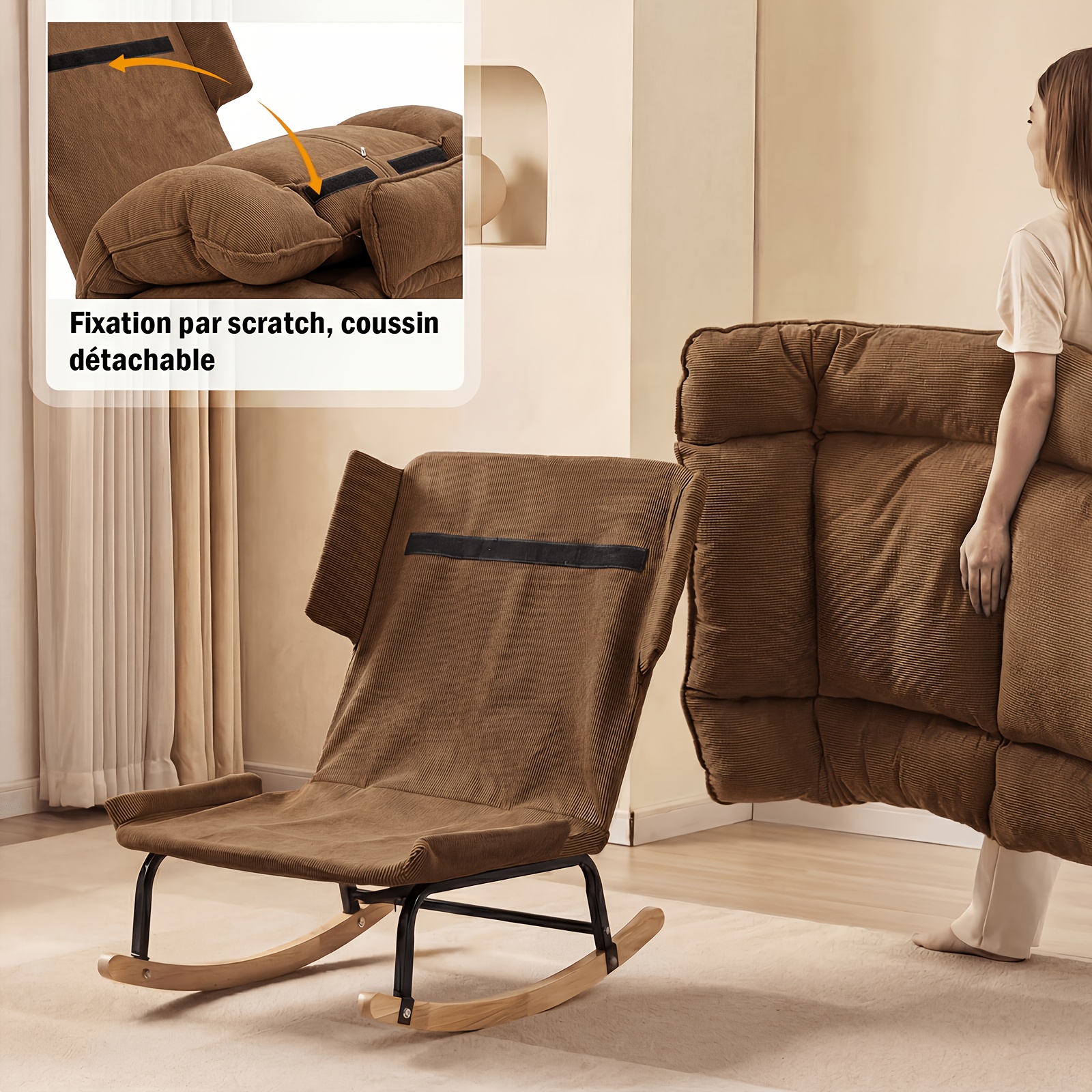 Adjustable Multifunctional Rocking Sofa Bed with Memory Foam