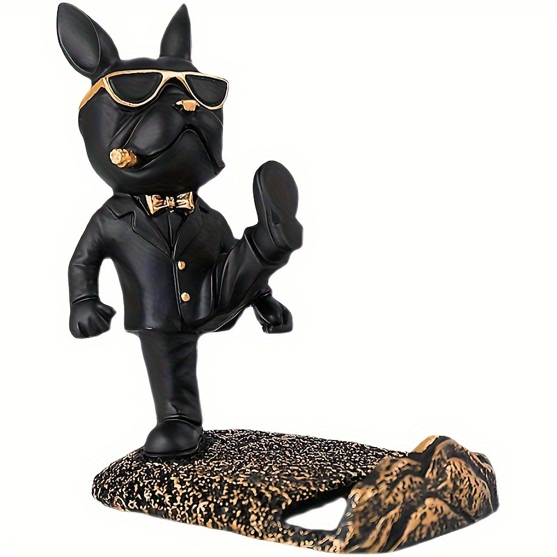 

French Bulldog Dog Small Ornament Mobile Phone Holder Dormitory Computer Desk Office Desktop Exquisite Decoration