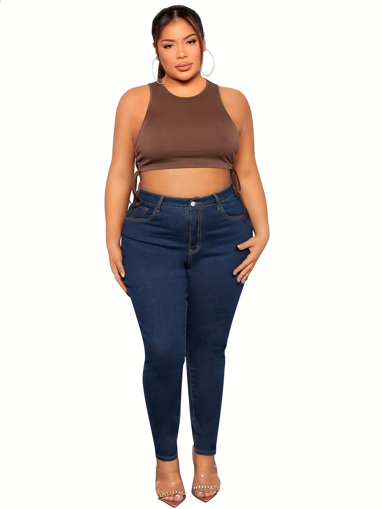 Plus Size Full Length Mom Jeans Women Plus Size 4xl Casual Denim  Ankle-length Pants Vintage Mom