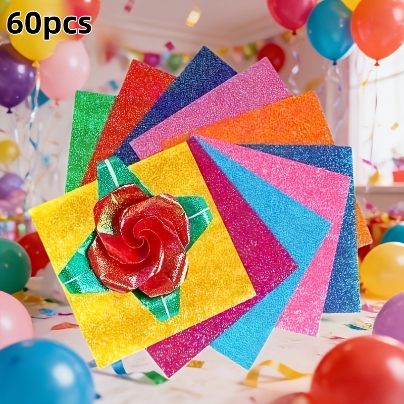 TEMU 60pcs Carton Pailleté Couleur Aléatoire, avec Surface Brillante - Idéal pour Scrapbooking, Décorations de Fête, Projets Scolaires, Mariages et