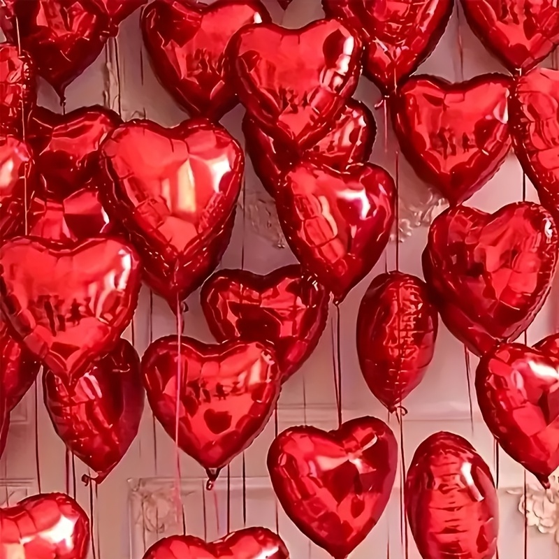 

50-pack 10-inch Red Heart Balloons, Heart Aluminum Foil Balloons For Valentine's Day, Wedding, Bridal Shower, Engagement Party Decorations, No Electricity Needed