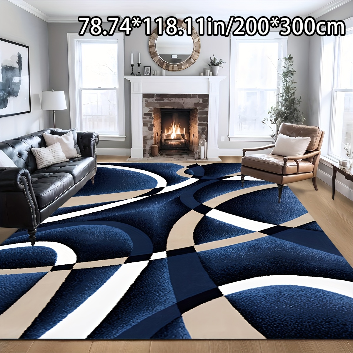 TEMU 1pc Soft Plush Abstract Art Pattern Rug For Home Decoration, Comfortable And Aesthetically , Versatile Decor Style. Suitable For Living Room