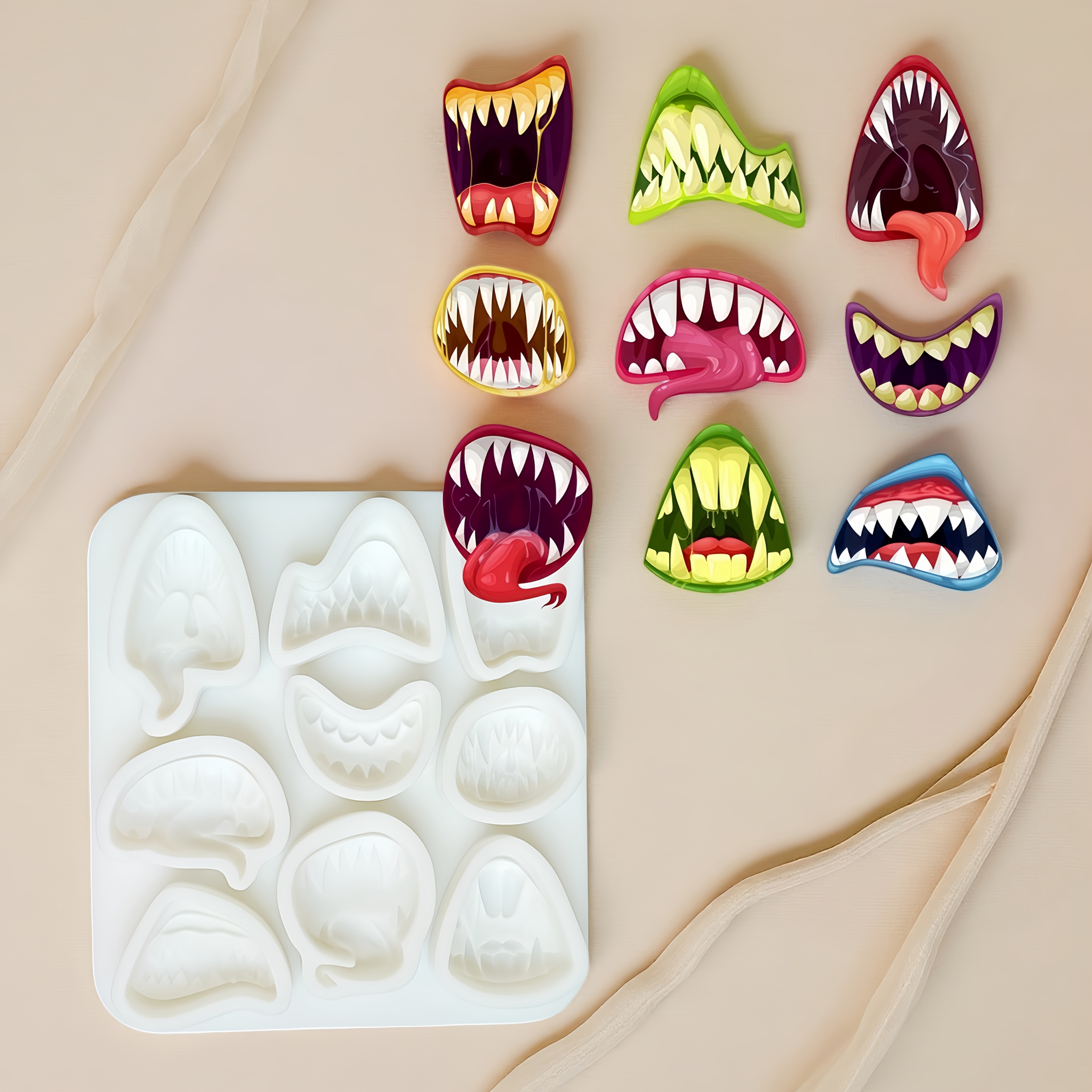 TEMU 1pc, Monster Fang Fang Mouth Baking Mold, Featured Cake Decoration Additions, Fang Fang Mouth Baking Tool, Mousse Cake Decoration Additions