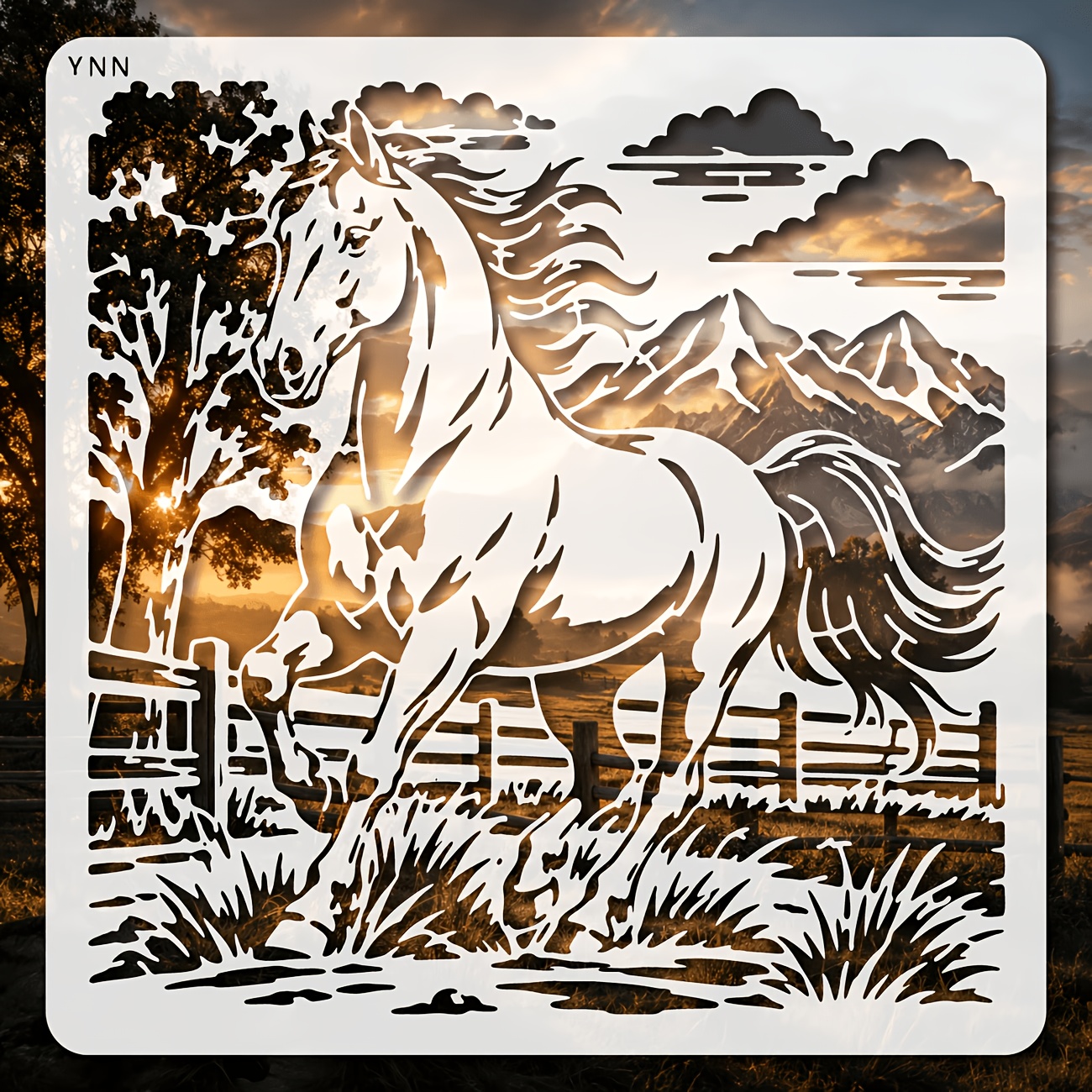 TEMU YNN Pochoir Cheval Réutilisable 11.8 X 11.8 Pouces pour Peinture avec Pinceau, Gabarits de Dessin pour Artisanat, Art Mural, Meubles, Toile