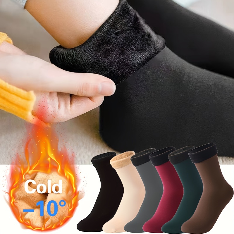 

6pcs Cozy Fleece-lined Winter Socks For Teens - Soft, Warm & Mid-calf Snow Socks In Assorted Colors