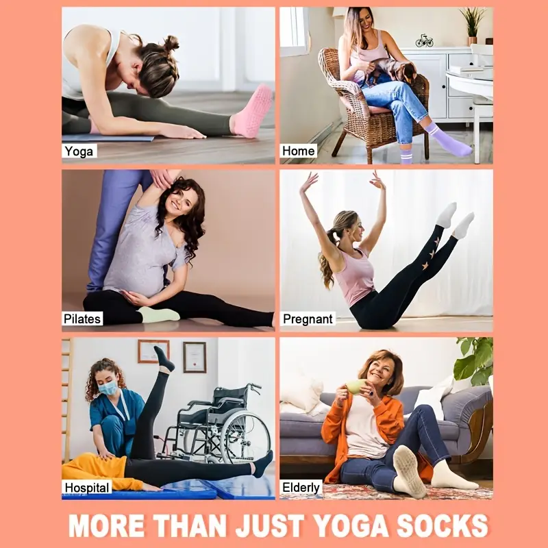 6 pairs grip pilates socks for women non slip yoga athletic socks for barre ballet barefoot workout details 7