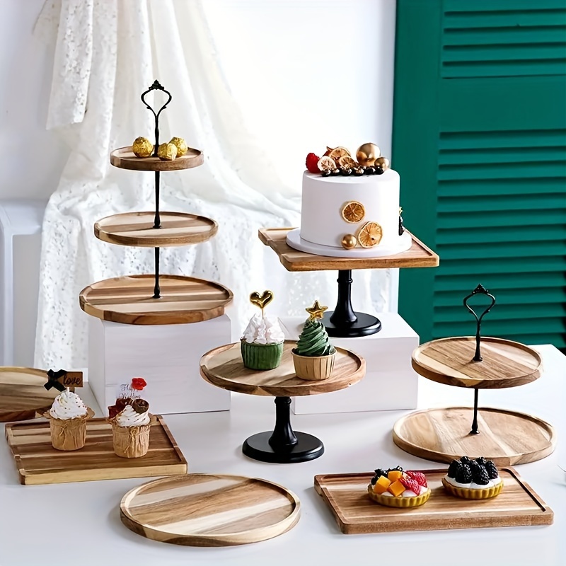 

1pc, Tier Bamboo Wooden Cupcake Stand, Dessert Stand Wooden Tiered Tray Serving Platter For Wedding Cupcake Display Stand Cake Holder Stand