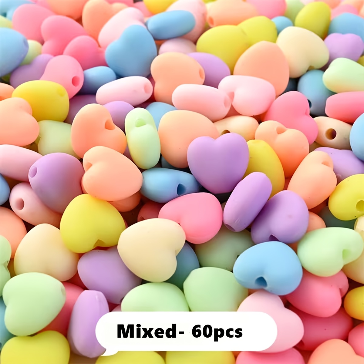TEMU 12mm 60pcs Spring And Matching Matte Effect Loose Spacer Acrylic Matte Beads For Jewelry Making Bracelet Necklace Handmade