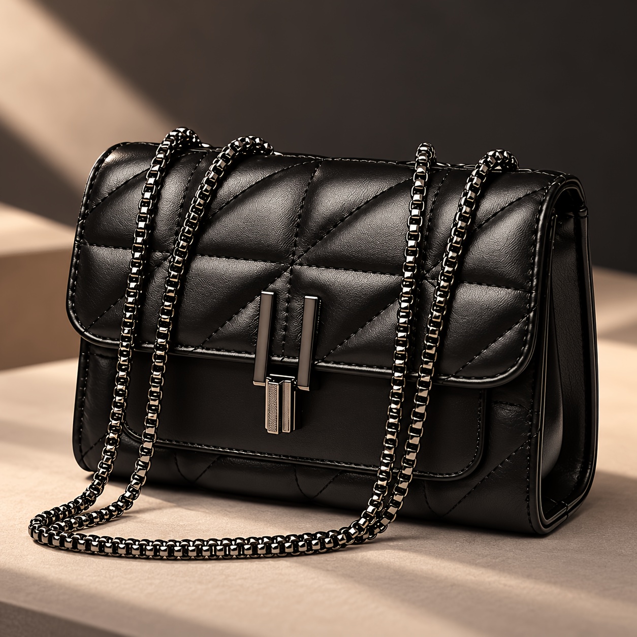 Quilted Crossbody Bag for Women, Small Black Chain Shoulder Purse, Fashion Flap Handbag with Metal Clasp, Elegant Padded Shoulder Bag for Everyday Use, Shopping, Dating, Parties, And Evening Out