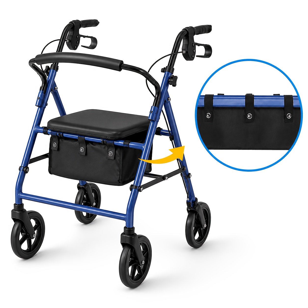 TEMU Rollator Walker Accessories, Large Under Seat Storage Bag, Walker Organizer Pouch, Durable Bag For 4 Wheel Rollator