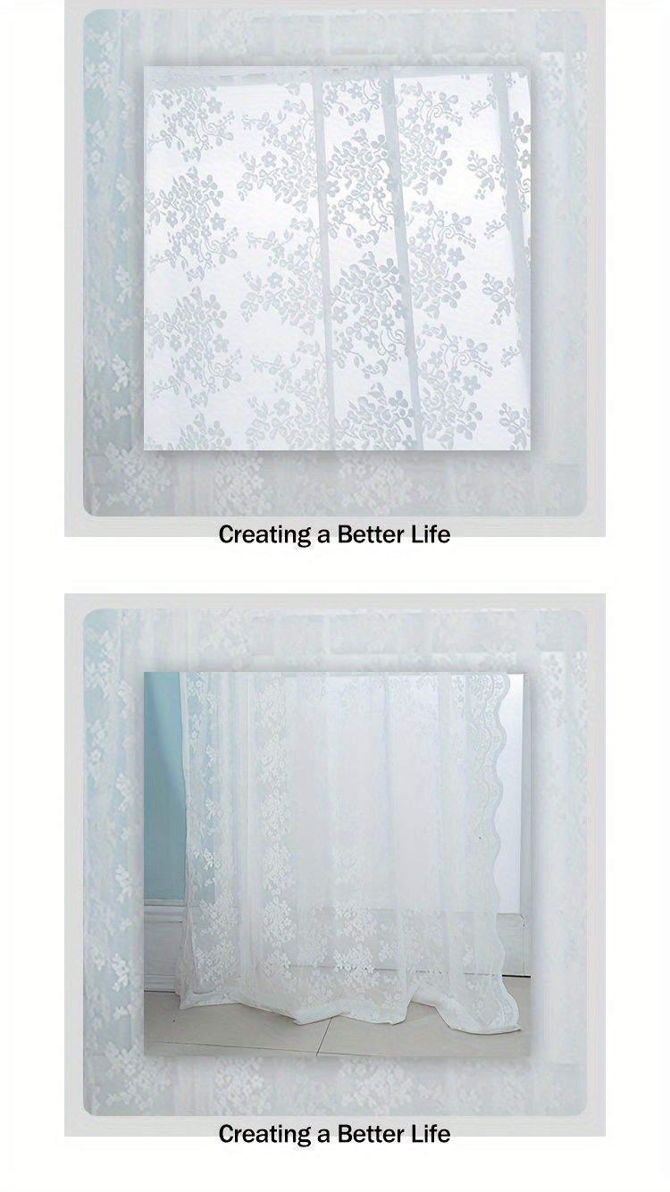 1pc double lace rod white lace window screen solid color jacquard lace curtain white gauze curtain details 2