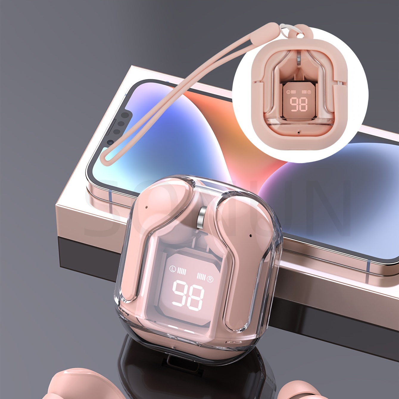 Transparent TWS, No Lid Design, Wireless V5.3 Colorful True Wireless Stereo Earbuds, Silicone In-ear, Touch Button, Hands-free Headset, Battery Capac_voghion.com