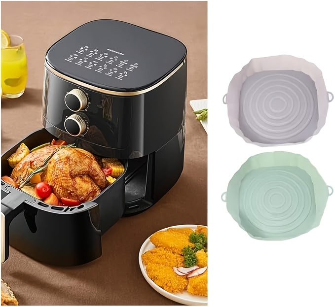 2pcs silicone air fryer liners non stick reusable bakeware easy to clean   kitchen accessories air fryer silicone lined details 4