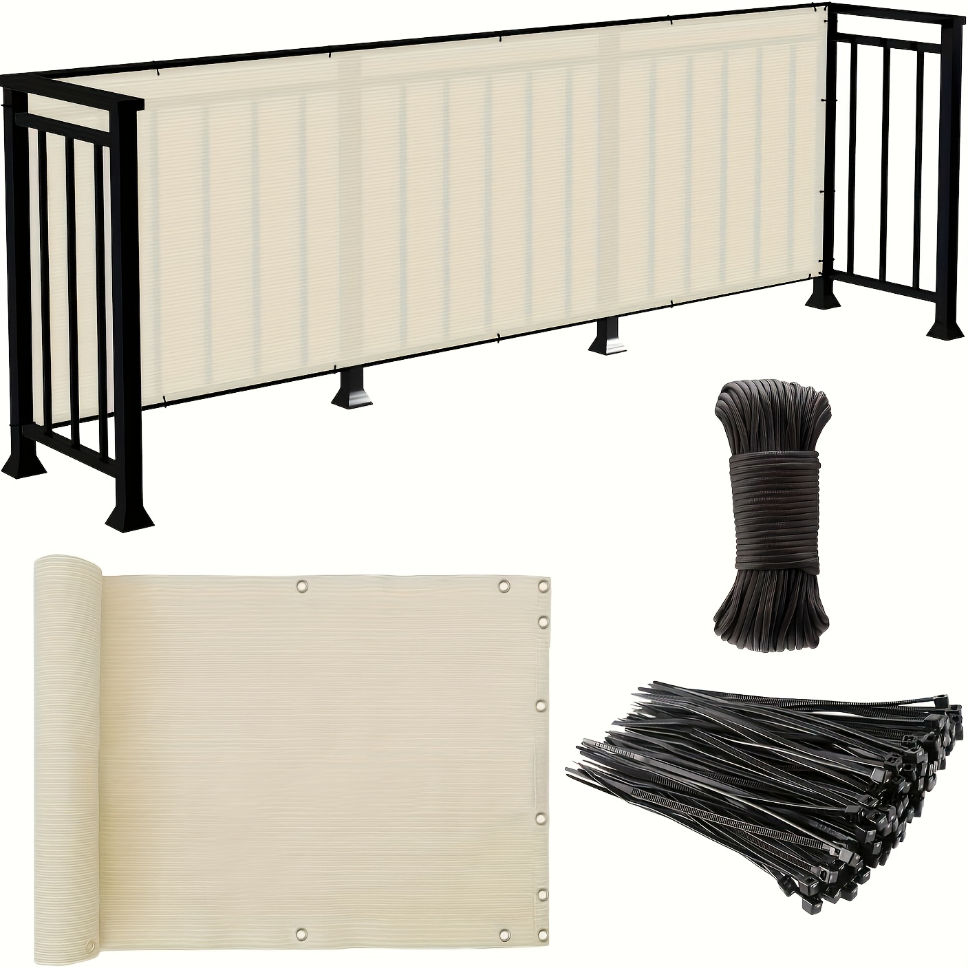 E-shop Balkon Sichtschutz, 3' x 16' Terrassenschutz, Zaunabdeckung (HDPE), UV-Schutz und wetterbeständig, 3 FT Höhe für Terrasse, Patio, Hinterhof,