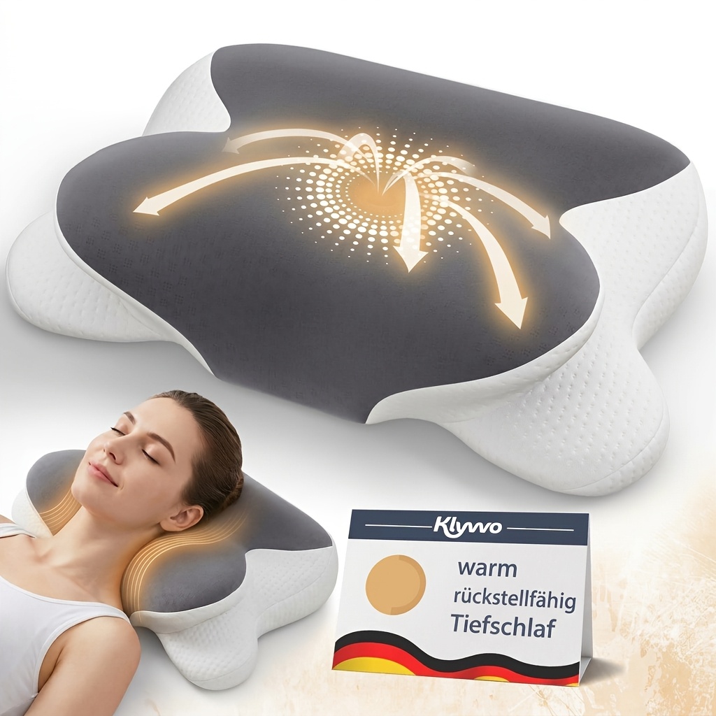 Image of Ergonomic Neck Support Pillow With Massage Beads, Breathable Fabric For Deep Relaxation And Sleep, Neck And Promotes For Sleep.
