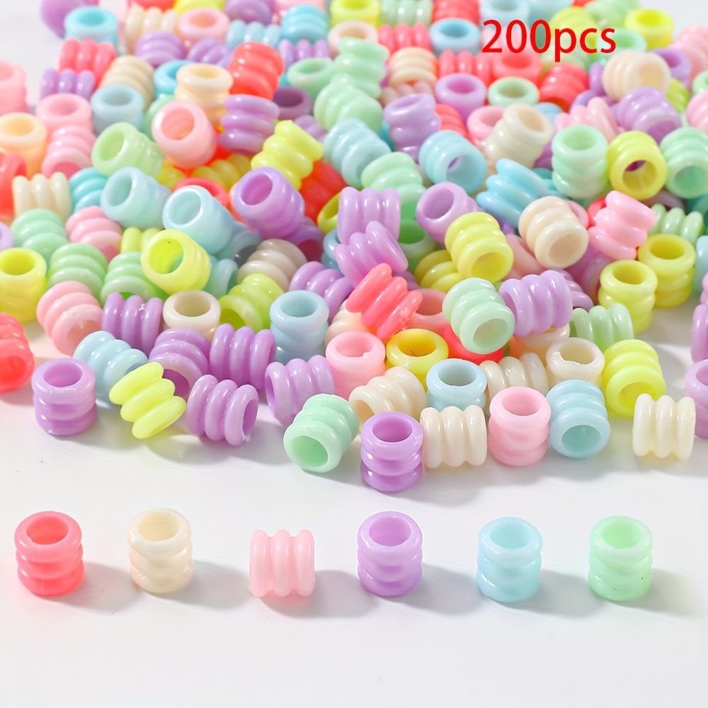 Image of 200pcs Mixed Tube Acrylic Large Hole Beads For Jewelry Making Creative Handmade Crafts Bracelet Necklace Keychain Supplies