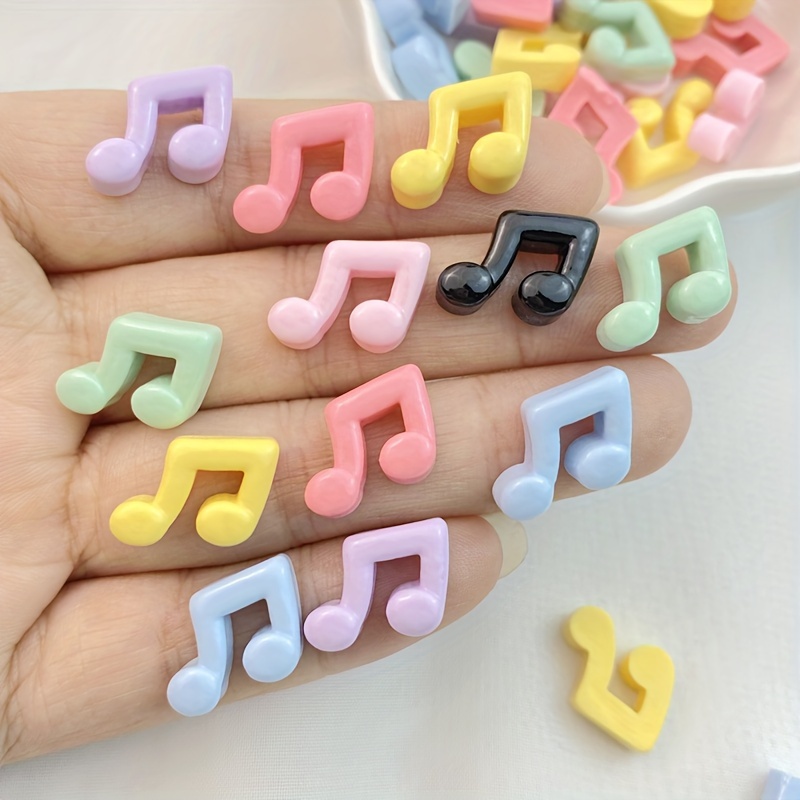 

20pcs Mini Notes de Musique en Résine Vibrantes - Breloques à Dos Plat Brillant pour Bijoux DIY, Scrapbooking & Artisanat, , Accessoires