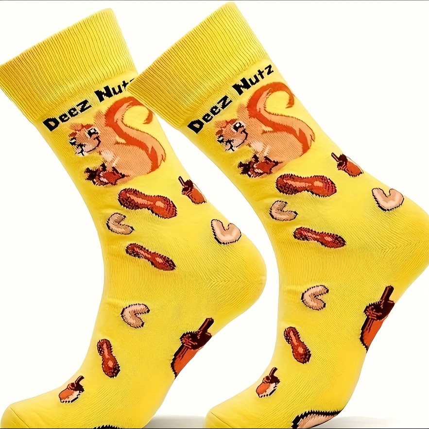 

's And Women's Fun Socks, Fun Novelty Adult Dress Socks, Printed With Crazy Squirrels
