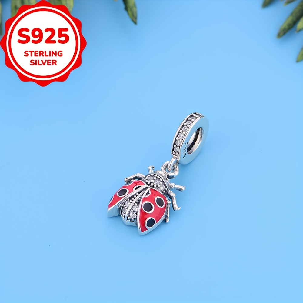 Image of 1pc 925 Sterling Silvery Exquisite Ladybug Insect Design Necklace Pendant Diy Making Jewelry Accessories Birthday Or Holiday Gifts For Women