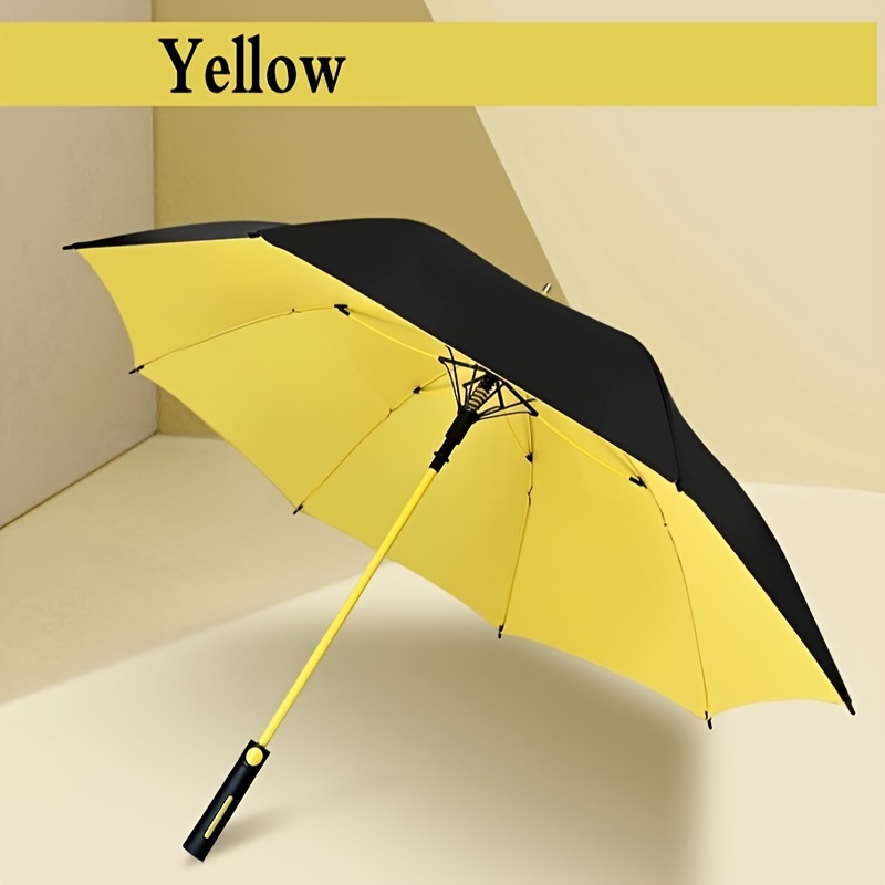 TEMU 1pc Minimalist Style Automatic Umbrella With 8 Carbon Fiber Ribs, Water-resistant Polyester , Pp Handle - Size, Wind-resistant Outdoor Sun And Rain Umbrella