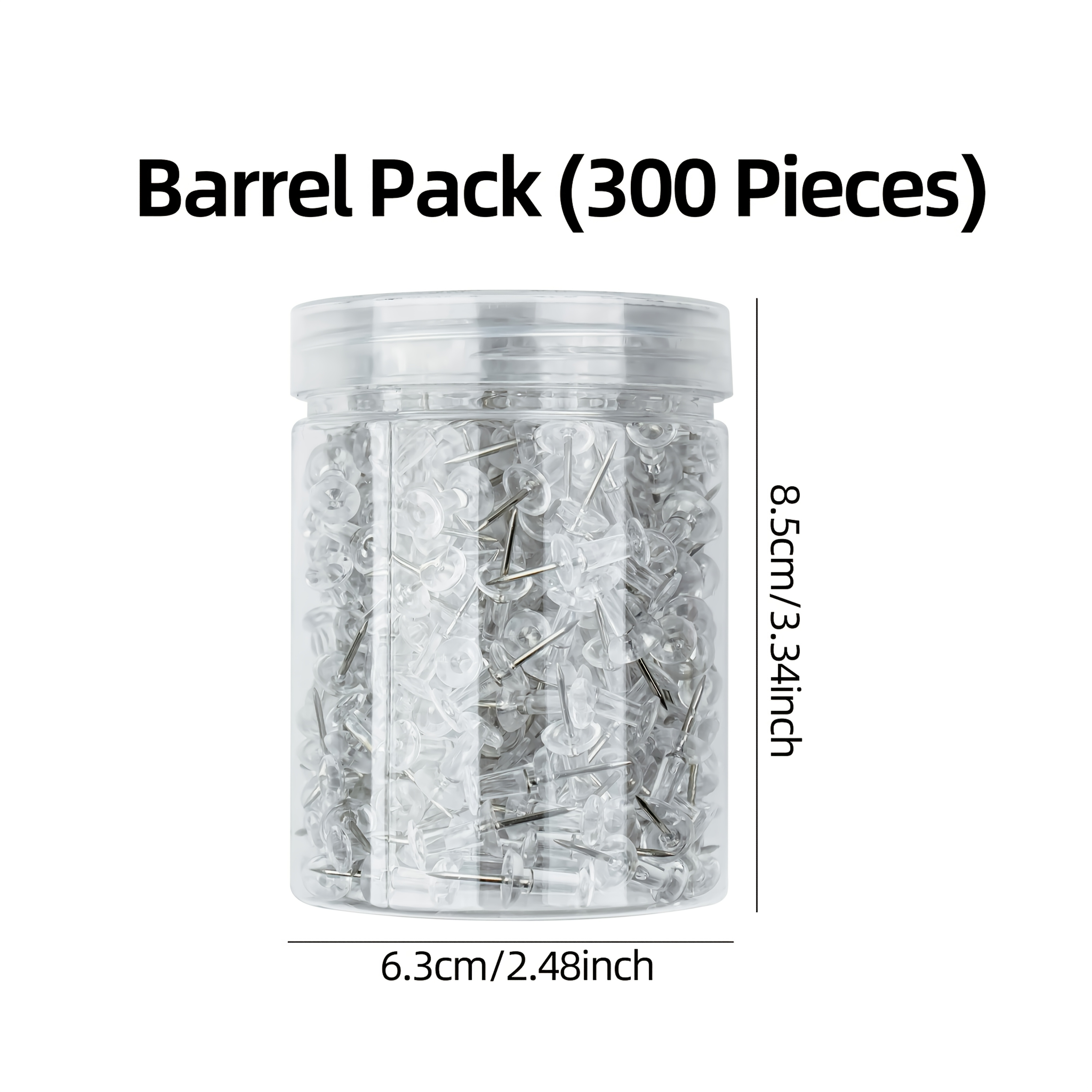 TEMU 300pcs Transparent Push Pin Tubes Suitable For Bulletin Boards, Map Markers, Office & Organization, Durable Tubes For Classroom Decor,