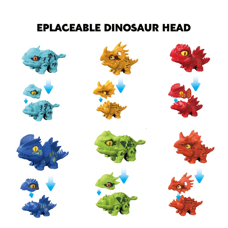 Assembly Dinosaur Scooter, Interchangeable Head Mini Dinosaur Model Toy