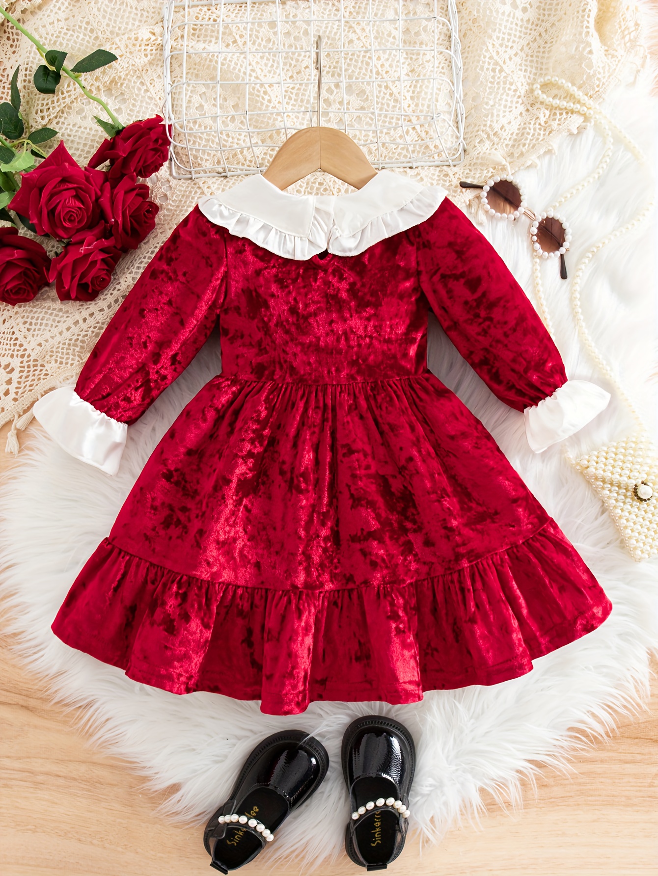 christmas dress for girls 9 years Baby Gown Formal Wedding Party Ball Gown Dress Festival Dress 3-9 (Blue, 3-4 Years): Clothing, Shoes & Jewelry Color:Navy/Dusty Blue 42cm ( sleeve length Court Wedding Geometric Beaded Cap Sleeve