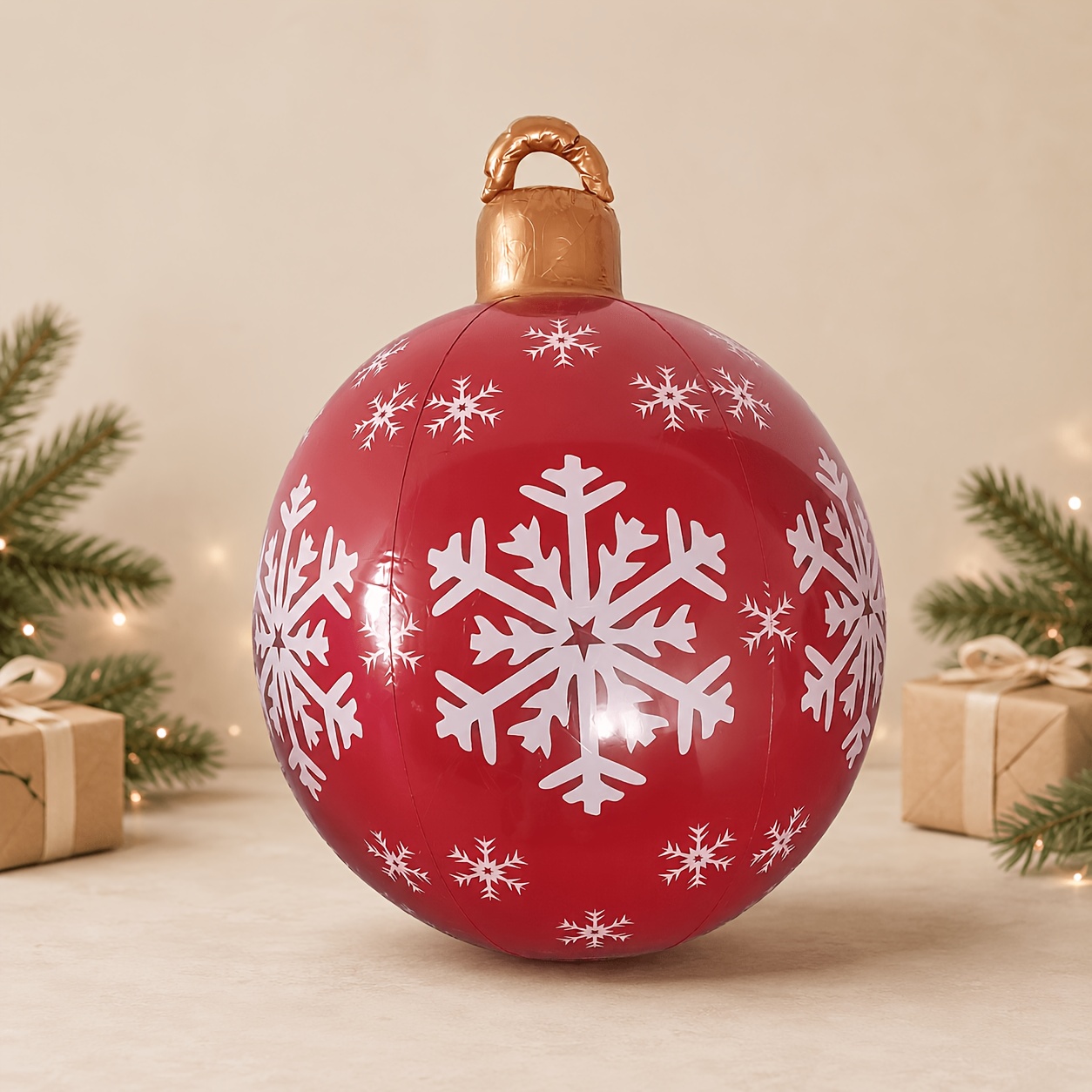1pc 23.6 Inch Christmas Yard Decoration Balloon Enormous Inflatable Christmas Ball Decoration Ball Outdoor Balloon Yard Decoration