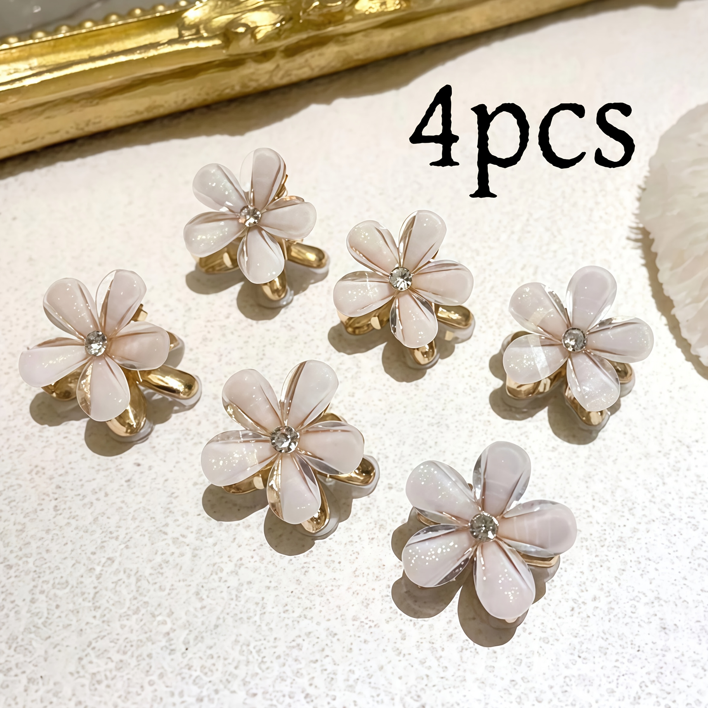 2 Or 4pcs Set Hair Clips, Pearlescent End With Glimmering Center, Feminine Additions, Delicate Style Gift
