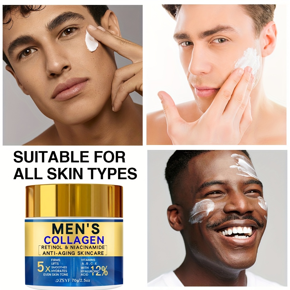 Crème hydratante à la rétinol et au collagène pour hommes 40G, contenant de l'acide hyaluronique, des vitamines A et E - Hydrate et nourrit rapidement la peau sèche et tendue, offrant une retenue d'hydratation longue durée de 48 heures et un lifting, avec une texture légère qui A