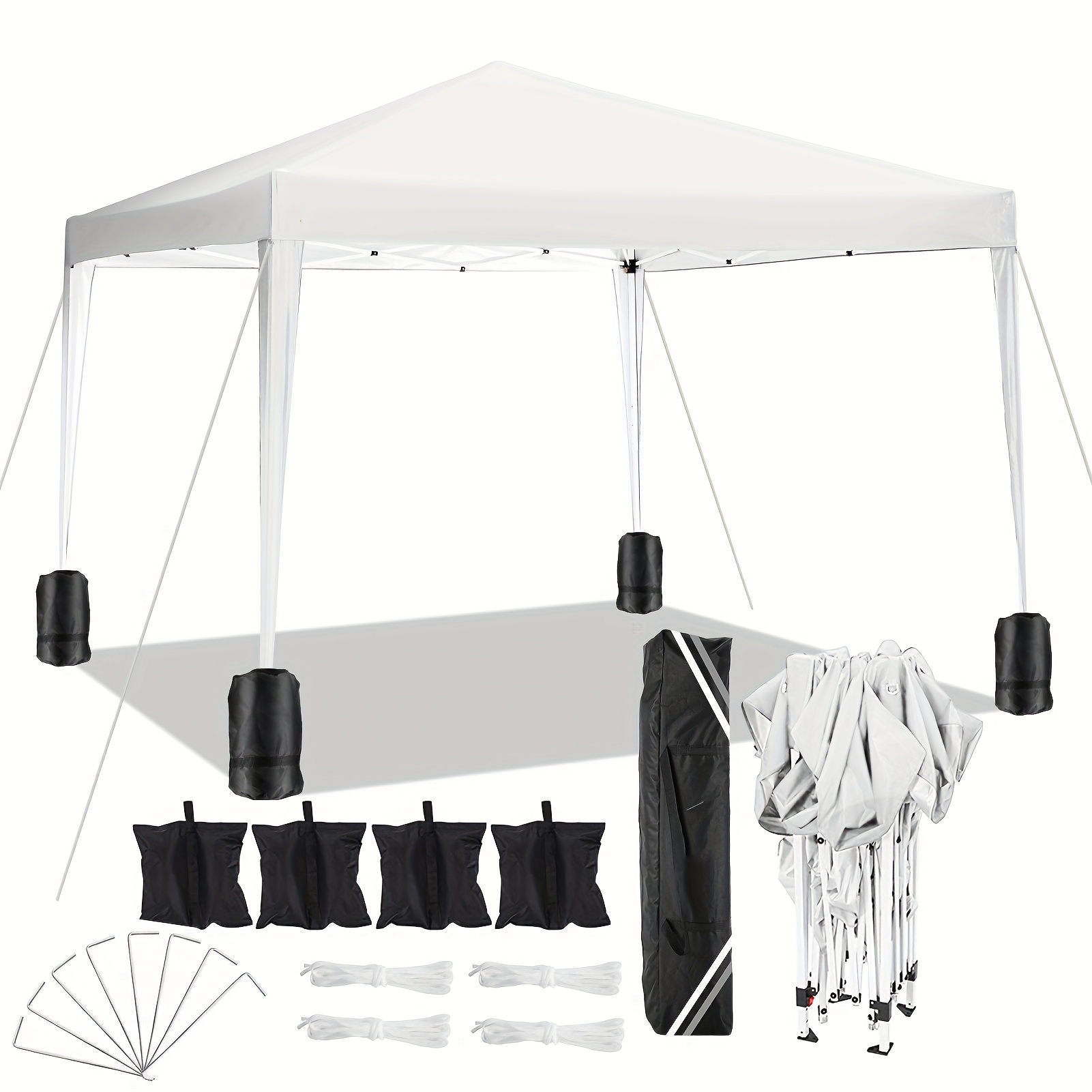 11x11ft  -up zelt, outdoor markise, tragbarer pavillon ohne seitenwände, mit  , heringen und sandsäcken, einfach aufzubauen, höhenverstellbar, oxford-stoff, ideal für partys, camping, marktstände, strände, gärten, hofbereiche, spielzelte 0