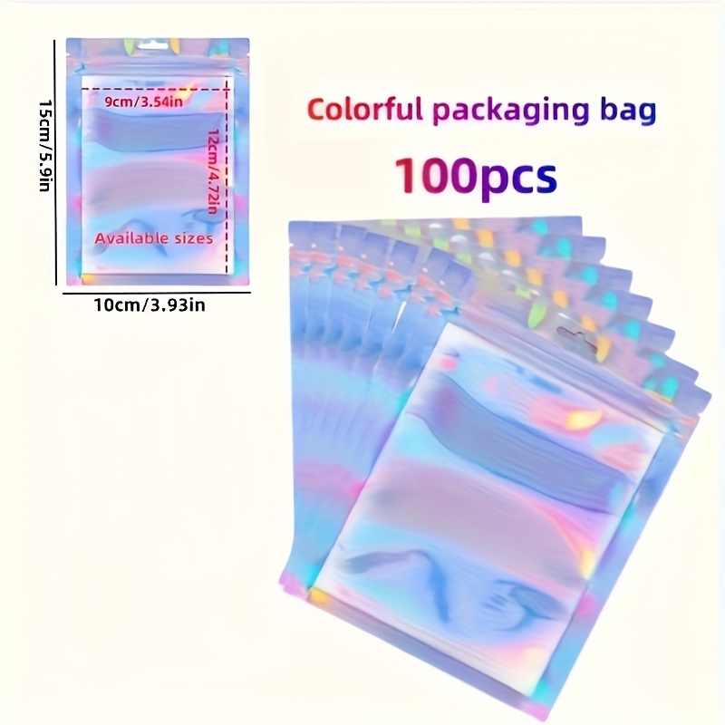 E-shop 100 Stk./Packung, Mehrere Spezifikationen, Verdickte 16-Faden Farbwechsel Laser Verpackungsbeutel, Wiederverwendbarer Versiegelter Beutel, Sehr