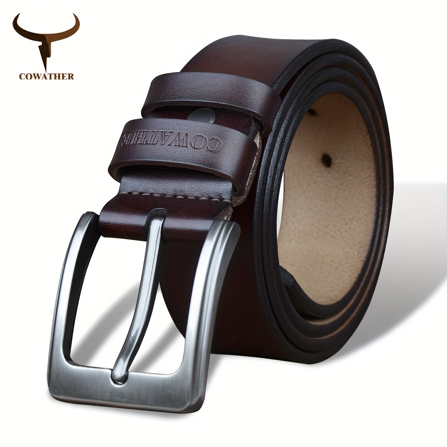 Cowather Men Belt, Second Layer Cowhide Simple Vintage Pin Men Belts For Men Xf002