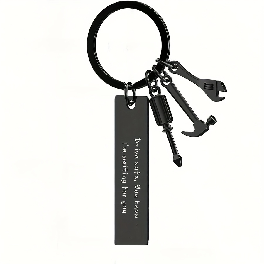 TEMU Custom Stainless Steel Keychain With A Hammer, Screwdriver, And Wrench, Personalized Engraving For Dad's Tool Keychain, A Custom Gift For Men's,