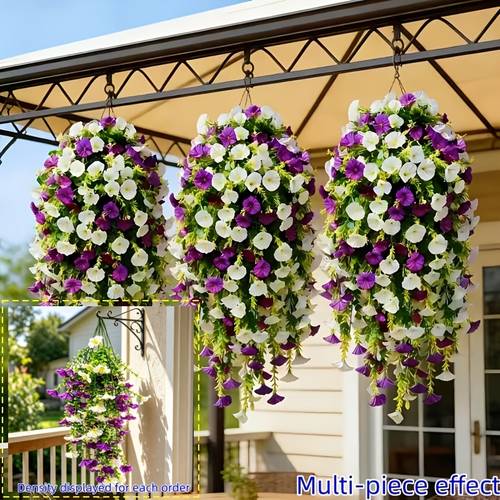 2 Large Artificial + Glory Outdoor Hanging Vines, Realistic Plastic Material, Maintenance-Free Outdoor Hanging Flower Vines, Suitable for Home, Weddings, Outdoor Garden Courtyards, Porch Decoration, and Holiday