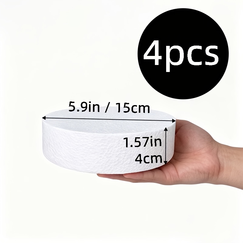 TEMU 4-pack High-density Polystyrene Round Discs; Cake Mold Bases; Floral Arrangement Bases; Animal Models For Student Craft Classes; Foam Discs For