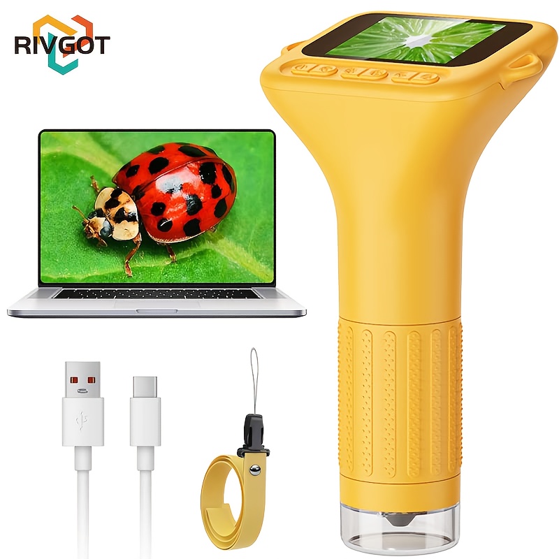 item picture   childrens microscope 2 inch ips screen   handheld digital   pocket portable mini usb microscope camera compatible with pc science education fun birthday gift toy suitable for children and students