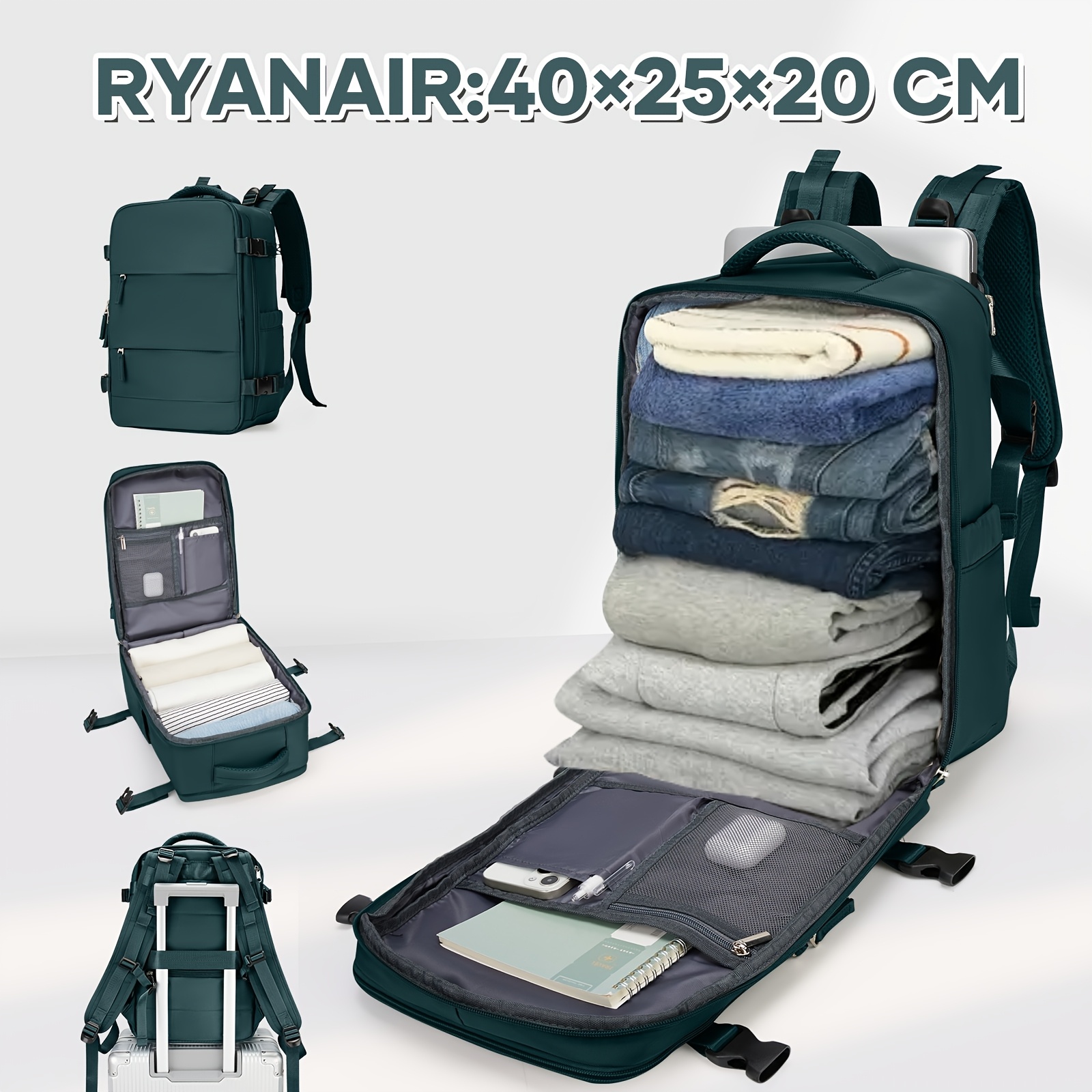 mochila ryanair 40x25x20cm cabida debajo Temu Uruguay