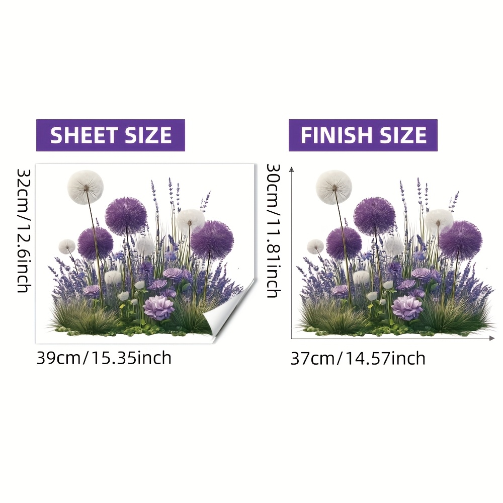 Window Sticker, Purple And White Floral Pattern, Glass Window Door Display Case Film, Material Electrostatic Cling, 1pc/32*39cm
