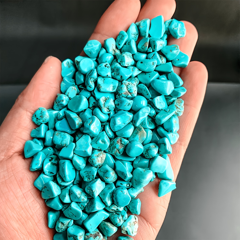 TEMU Paillettes de Cristal de Turquoise Naturelle, Gravier de Turquoise - Paillettes de Naturelle pour Aquariums, Quartz Décoratif Naturel, Pierres