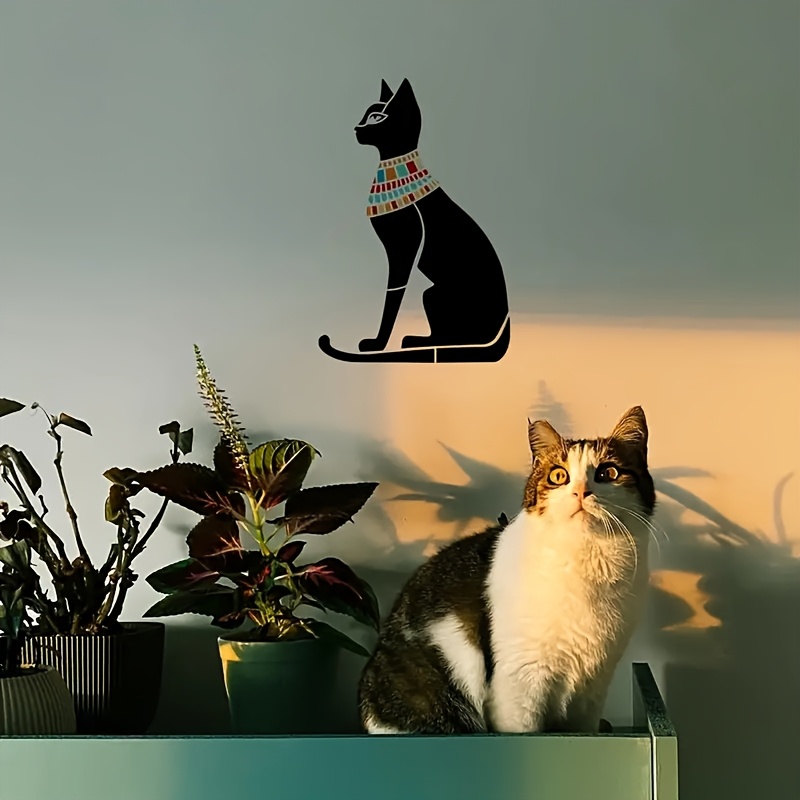 エジプトの黒猫ステンシル ヒエログリフと猫デザインの再利用可能な