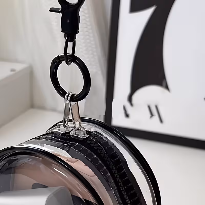 2pcs compact transparent zippered storage bags with keychain durable pvc earphones and travel accessories portable on the go cables not included Product details 5