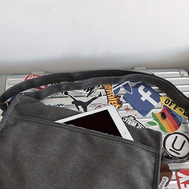 stylish vintage messenger bag crossbody satchel for laptop and everyday use details 4