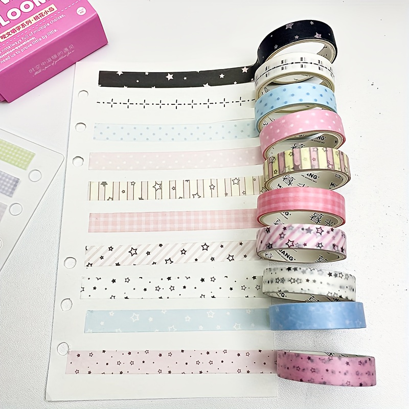 10 zvitkov/skatla Živahne risanke ročno izdelane dekorativne nalepke - Barviti washi trakovi za scrapbooking, dnevniško pisanje, umetniške in
