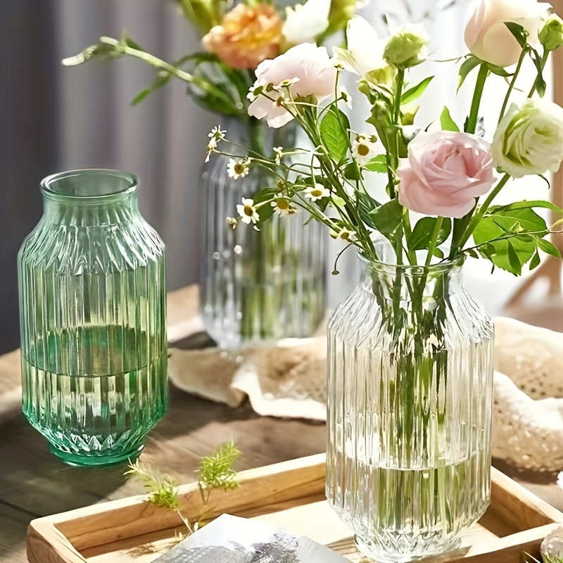 

1pc French Style Clear Glass Vase, Glass Bottle, Transparent Flower Arrangement Flower Shop Coffee Shop Vase Decoration, For Home Room Living Room Office Decor